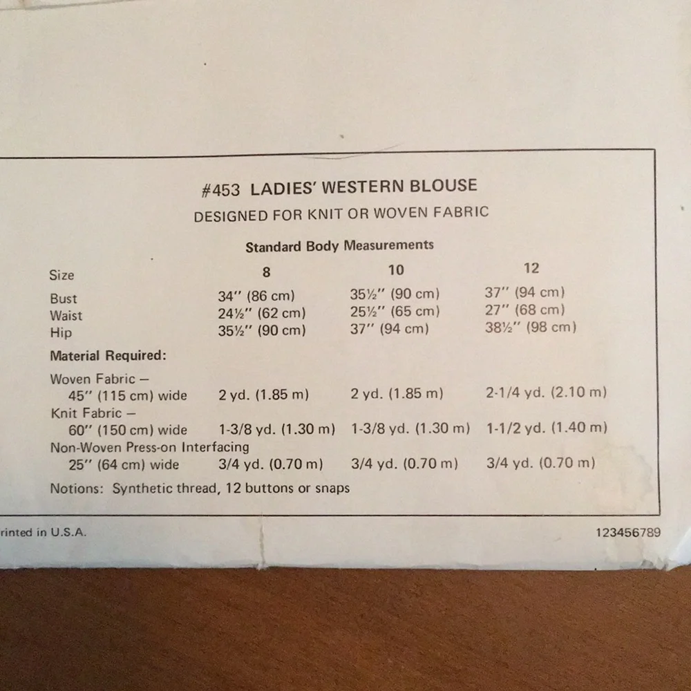 💥3/20💥Kwik Sew Pattern Laddies’ Western Blouse #453 - Picture 4 of 5